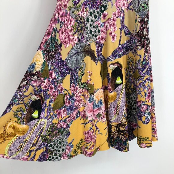 Mary Katrantzou multicolor abstract floral short sleeve A-line midi dress XS - Picture 12 of 16